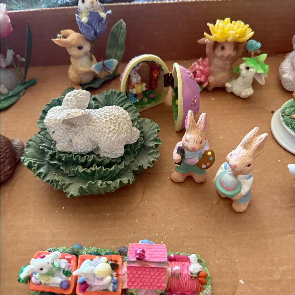 Easter Bunny Figurine Assortment - White, Brown, Pink